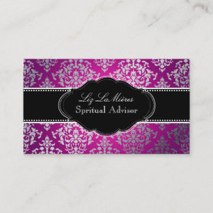 Tarjeta De Visita PixDezines Faux Silver Josephine Damask/DIY color