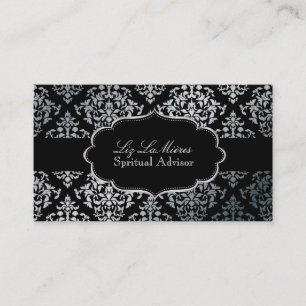 Tarjeta De Visita PixDezines Faux Silver Josephine Damask/DIY color