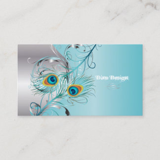Tarjeta De Visita PixDezines, filigre de pavo real+remolinos/plata+h