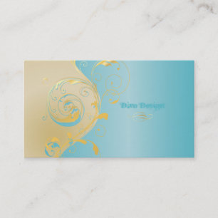 Tarjeta De Visita PixDezines Filigree+remolinos/oro+azul/DIY