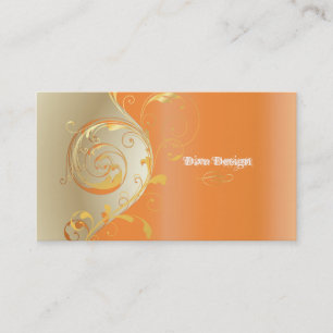 Tarjeta De Visita PixDezines Filigree+swirls/gold+naranja/DIY