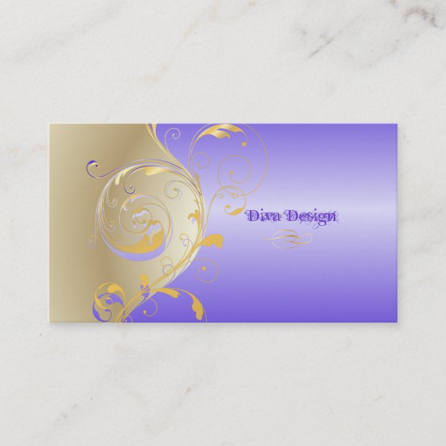 Tarjeta De Visita PixDezines filigree+swirls/púrpura real (Anverso)