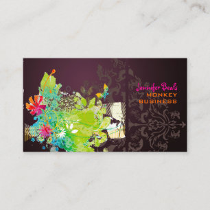 Tarjeta De Visita PixDezines floral + merlot