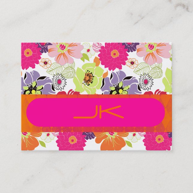 Tarjeta De Visita PixDezines Floral Retro ~ Alegre (Anverso)
