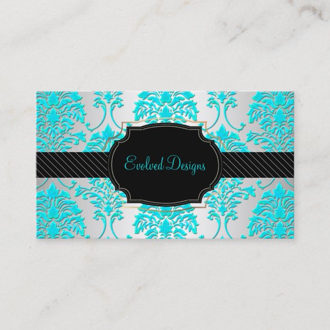 Tarjeta De Visita PixDezines florentius damask/aqua (Anverso)