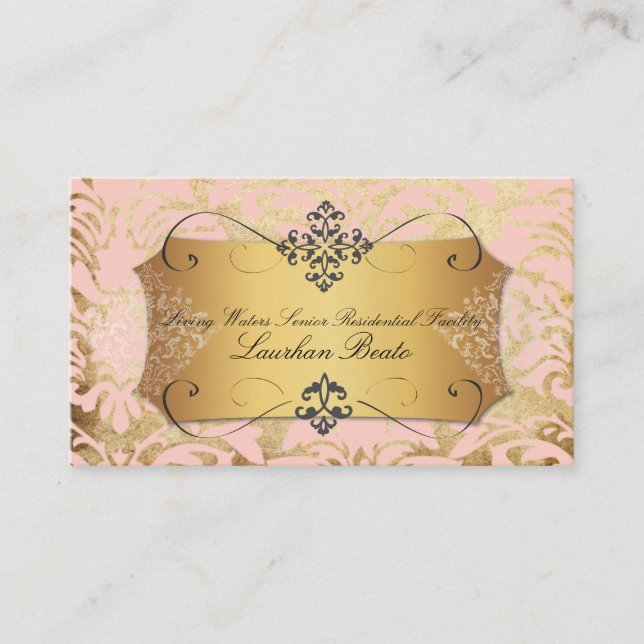 Tarjeta De Visita PixDezines florentius damask/posink rosa (Anverso)