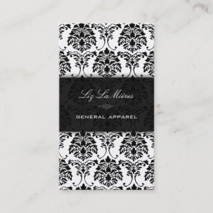 Tarjeta De Visita PixDezines Florentius Vintage Damasco Negro+Blanco