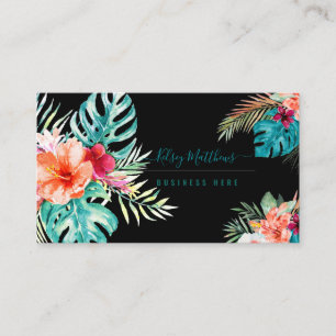 Tarjeta De Visita PixDezines Flores Tropicales Acuarela Follaje