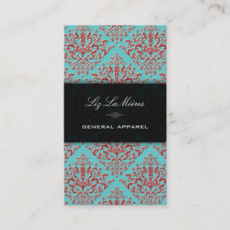 Tarjeta De Visita PixDezines fondo diy, coral Étienne Damask