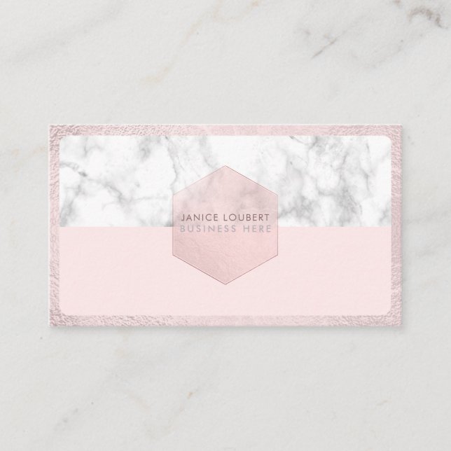 Tarjeta De Visita PixDezines Glam Pink | Rubor+Marble (Anverso)