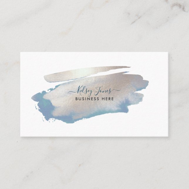 Tarjeta De Visita PixDezines Glam Platinum+Blue Ocean (Anverso)