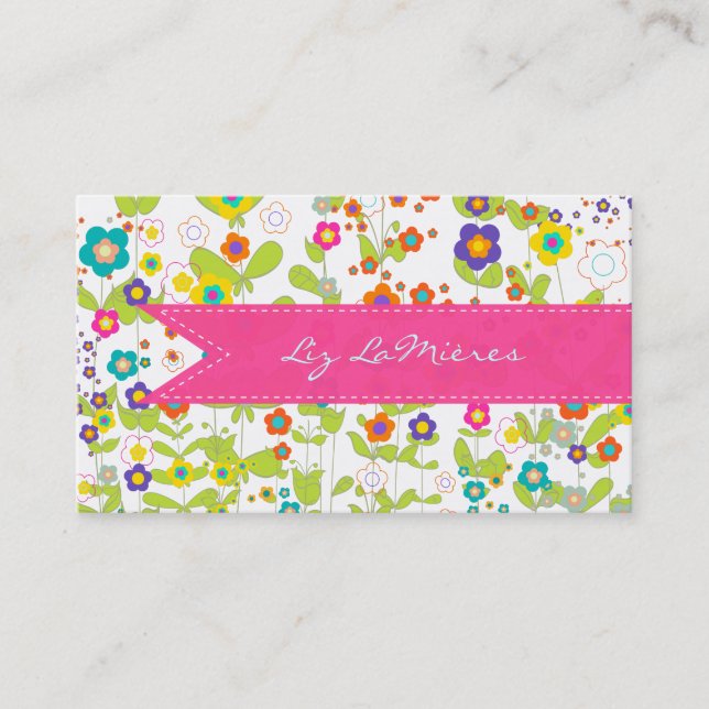 Tarjeta De Visita PixDezines groovy daisiediy fondo (Anverso)