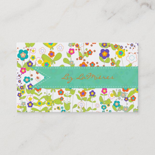 Tarjeta De Visita PixDezines groovy daisiediy fondo (Anverso)