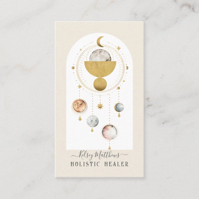 Tarjeta De Visita PixDezines H2 Celestial Works Faux Gold (Anverso)