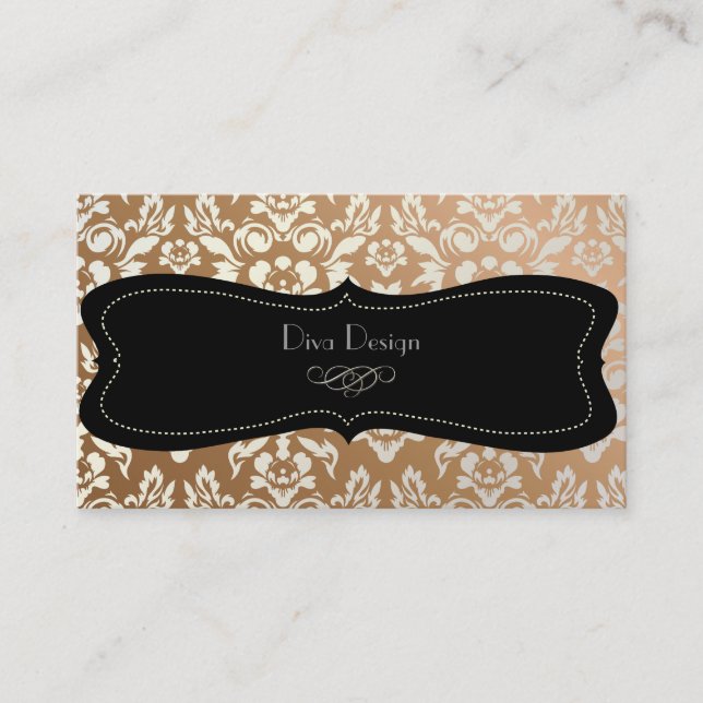Tarjeta De Visita PixDezines Haute Coutour Damask, Faux Pearl (Anverso)