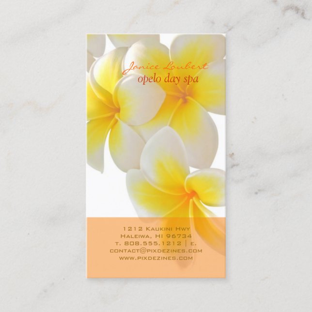 Tarjeta De Visita PixDezines Hawaii Plumeria (Anverso)