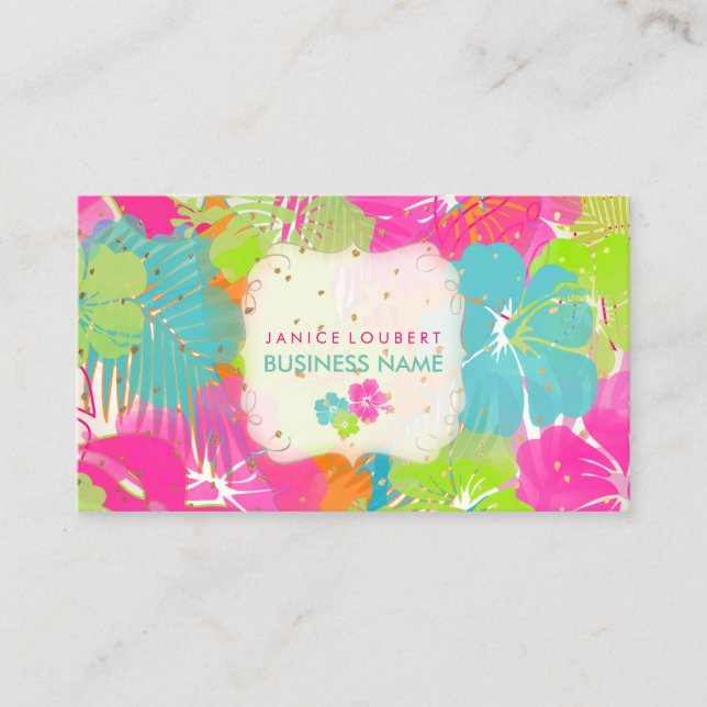 Tarjeta De Visita PixDezines hibiscus/rainforest/fondo DIY (Anverso)