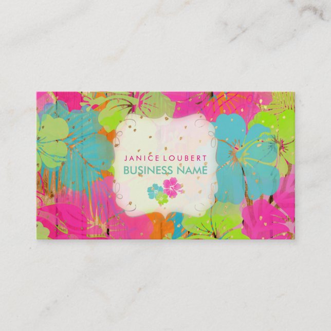 Tarjeta De Visita PixDezines hibiscus/selva tropical/paneles de made (Anverso)