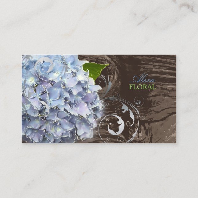 Tarjeta De Visita PixDezines hidrangeas azules, floristas/paneles de (Anverso)