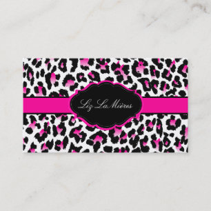 Tarjeta De Visita PixDezines Hueso estático/rosa caliente+negro