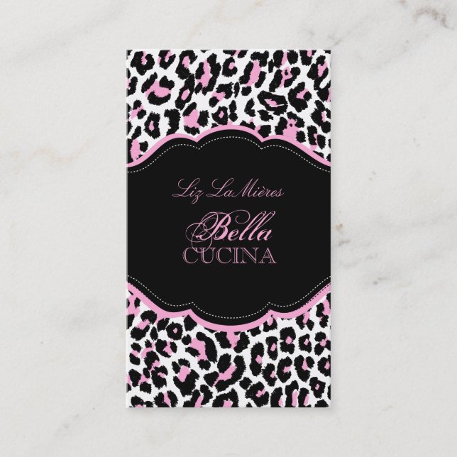 Tarjeta De Visita PixDezines Impresión chita fresca/rosa+negro (Anverso)