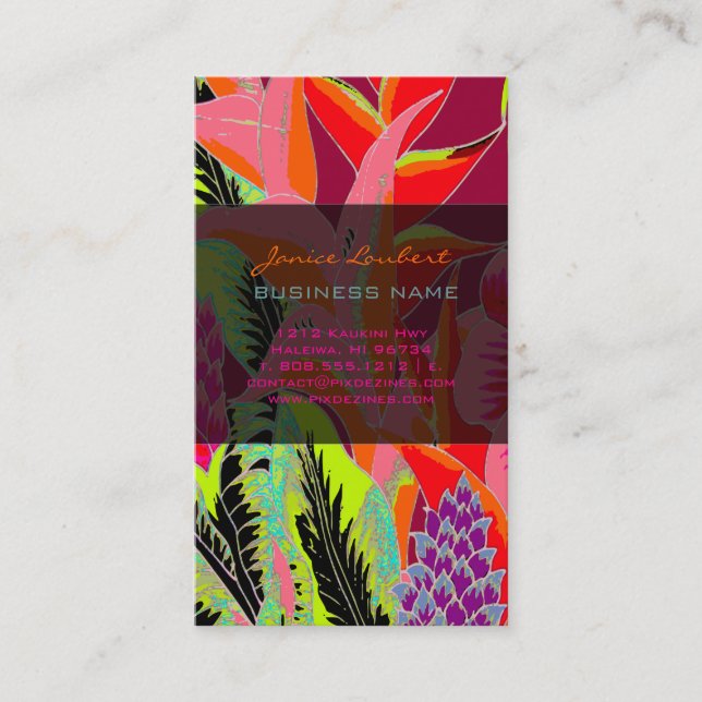 Tarjeta De Visita PixDezines Jungla Hawái 3 - antecedentes personali (Anverso)