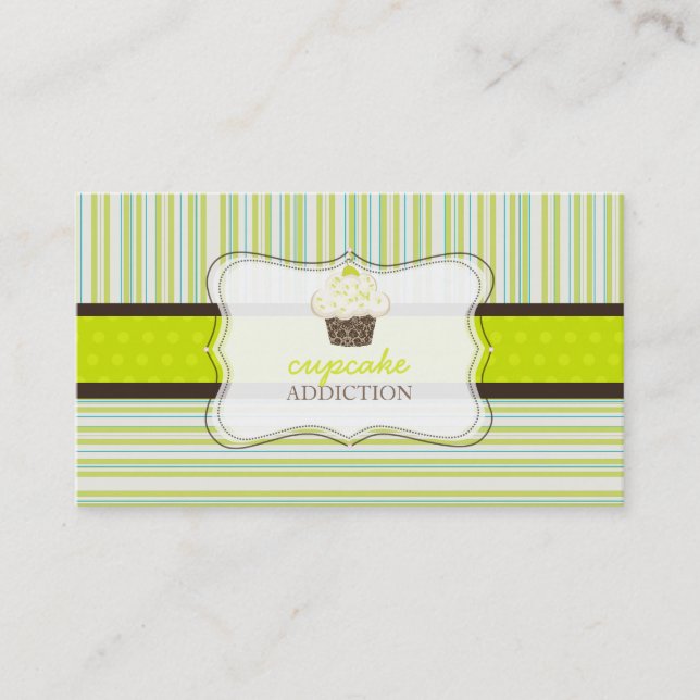 Tarjeta De Visita PixDezines kelylime cupakes+stripes (Anverso)