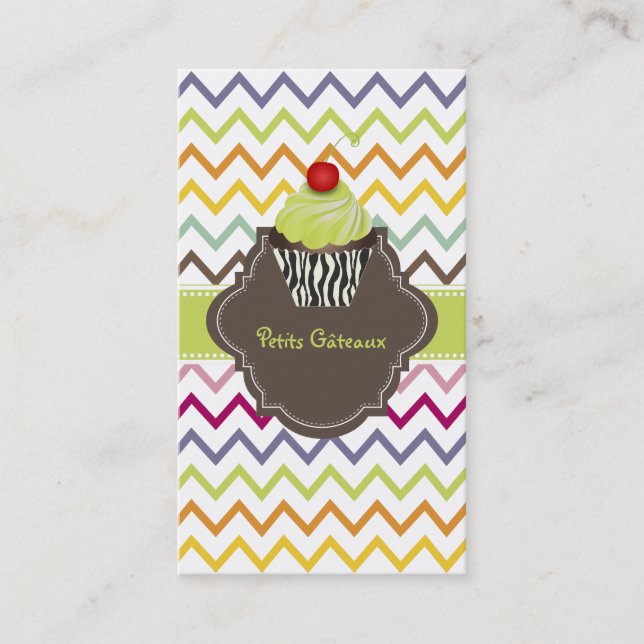 Tarjeta De Visita PixDezines keylime girá cupcake+chevron (Anverso)