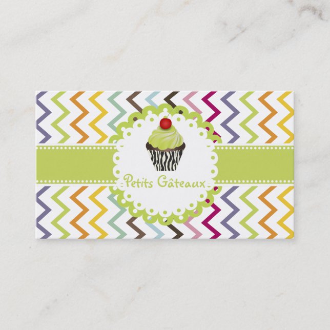 Tarjeta De Visita PixDezines keylime girá cupcake+chevron (Anverso)