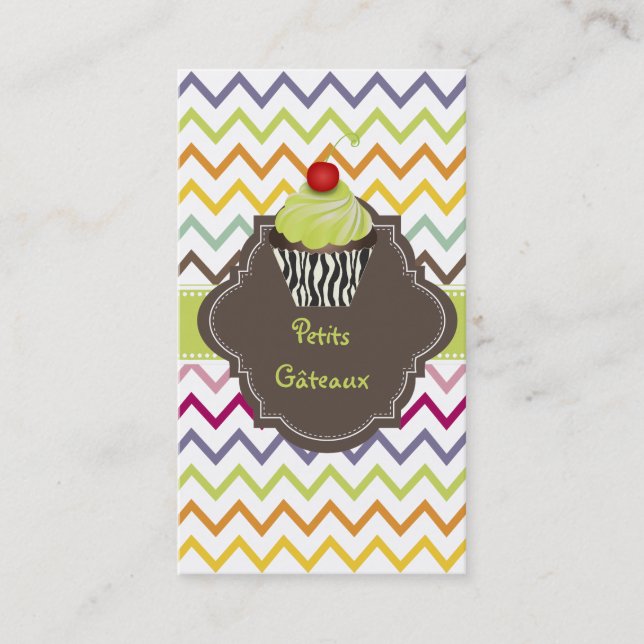 Tarjeta De Visita PixDezines keylime girá cupcake+chevron (Anverso)