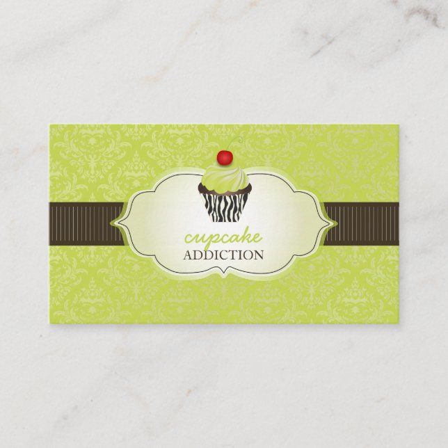 Tarjeta De Visita PixDezines keylime gira cupcake/pinstripes/DIY (Anverso)
