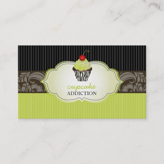 Tarjeta De Visita PixDezines keylime girará cupcake+pinstripes (Anverso)