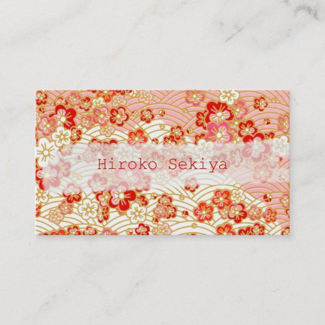Tarjeta De Visita PixDezines kimono/faux chirimen/sakura (Anverso)