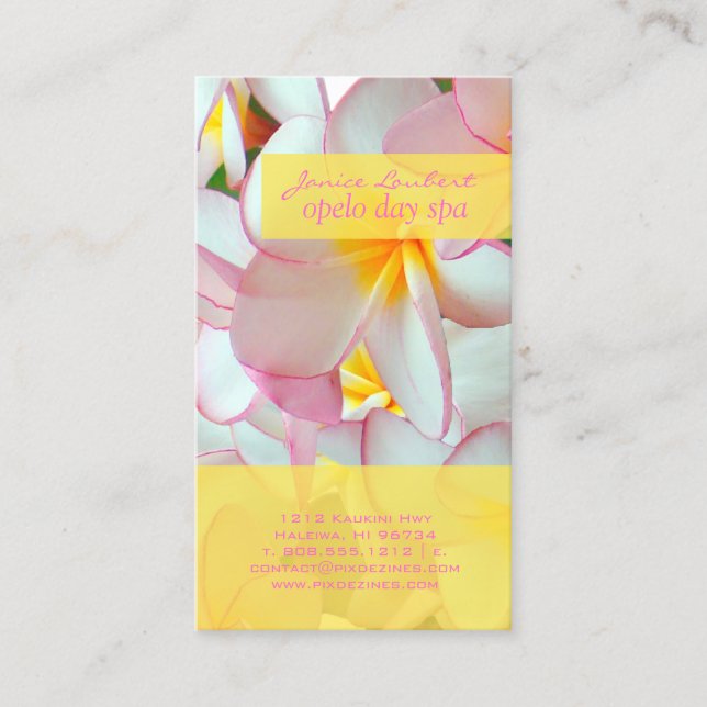 Tarjeta De Visita PixDezines KONA PINK PLUMERIAS (Anverso)