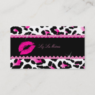 Tarjeta De Visita PixDezines labios calientes + leopardo suave