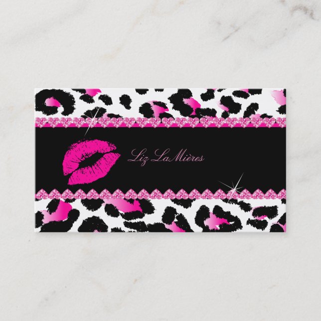 Tarjeta De Visita PixDezines labios calientes + leopardo suave (Anverso)