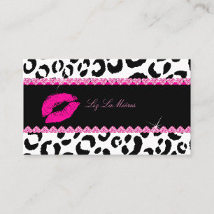Tarjeta De Visita PixDezines labios calientes + leopardo suave
