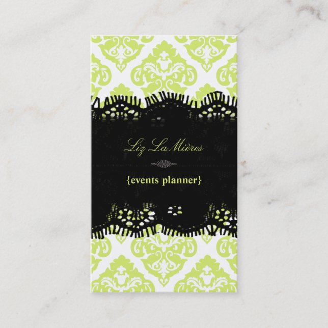 Tarjeta De Visita PixDezines Lemon Lime Olivia Damask/diy fondo (Anverso)