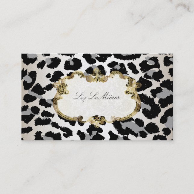 Tarjeta De Visita PixDezines leopard/champagne (Anverso)