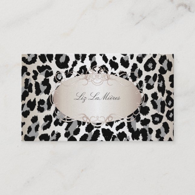 Tarjeta De Visita PixDezines leopard/champagne (Anverso)