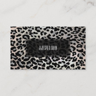 Tarjeta De Visita PixDezines leopard/gray/faux silver