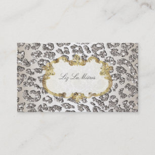 Tarjeta De Visita PixDezines leopardo/champán/perla en stock