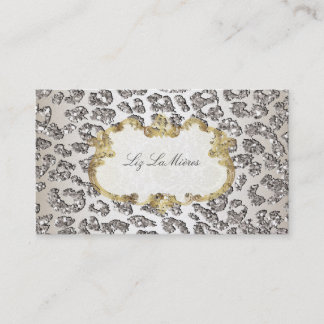 Tarjeta De Visita PixDezines leopardo/champán/perla en stock