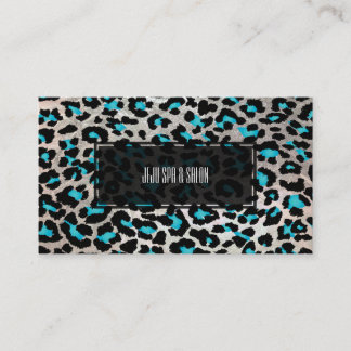 Tarjeta De Visita PixDezines leopardo/eléctrico verde azulado/falso 