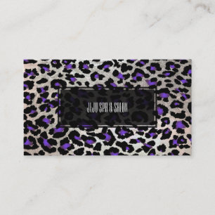 Tarjeta De Visita PixDezines leopardo/púrpura eléctrico/plata falsa