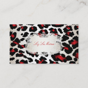 Tarjeta De Visita PixDezines leopardo rojo/champagne