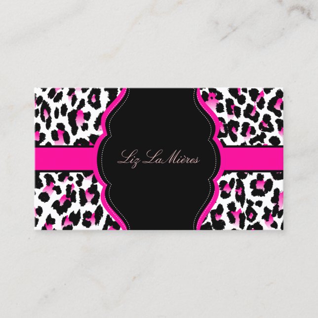 Tarjeta De Visita PixDezines Leopardo, rosa caliente descarado (Anverso)