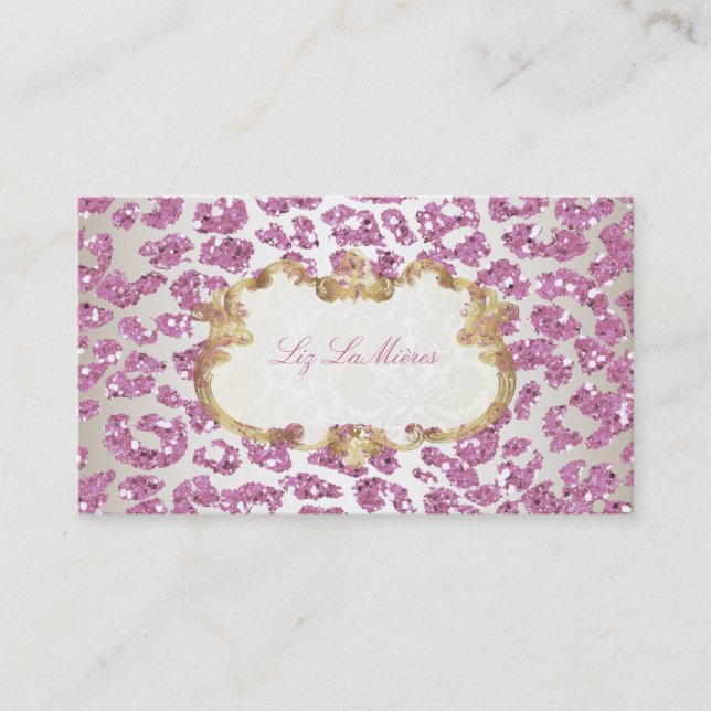 Tarjeta De Visita PixDezines leopardo rosa/champán (Anverso)