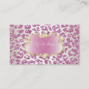 Tarjeta De Visita PixDezines leopardo rosa/champán