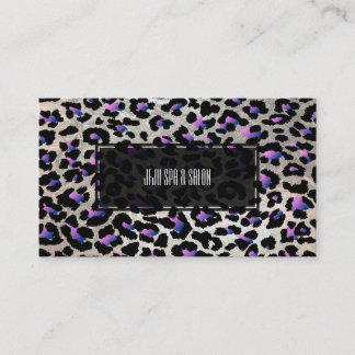 Tarjeta De Visita PixDezines leopardo/rosa eléctrico/falso plateado